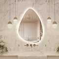 Niccy Irregular LED Bathroom Mirror, 20"x28" Asymmetrical Backlit Vanity Wall Mirrors, Frameless Lighted Mirrors for Bedroom, Living Room, Modern Smart-Mirror with Anti-Fog, Dimmable, Memory Function