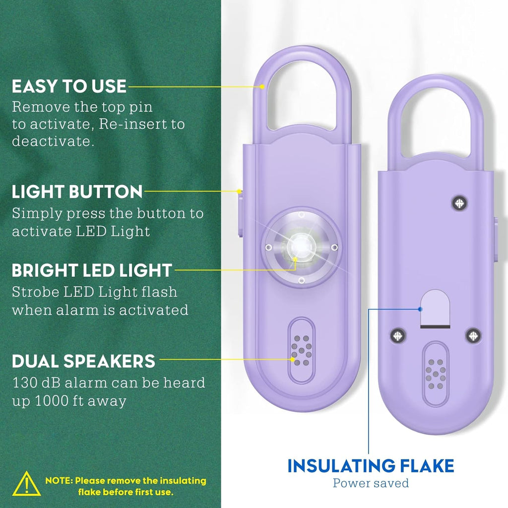 Safe Sound Personal Safety Alarm for Women, 130 dB Loud Siren with SOS Strobe Light, Flashlight, Safety Alarm Key Chain Helps Girls, Men, Children, Elders Emergency Call