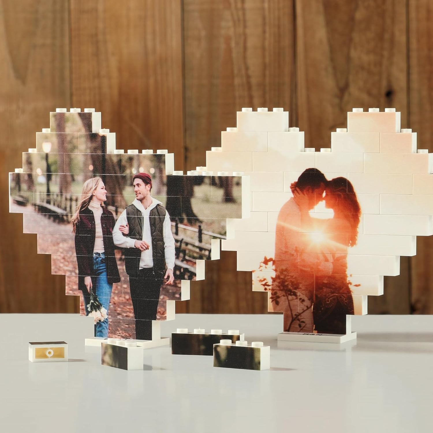 NAZENTI Personalized Building Brick Photo Block, Custom Couple Photo Puzzle, Customized Picture Block Gift for Boyfriend, Girlfriend, Husband, Wife, Family, Unique Couples Gifts for Valentine’s Day
