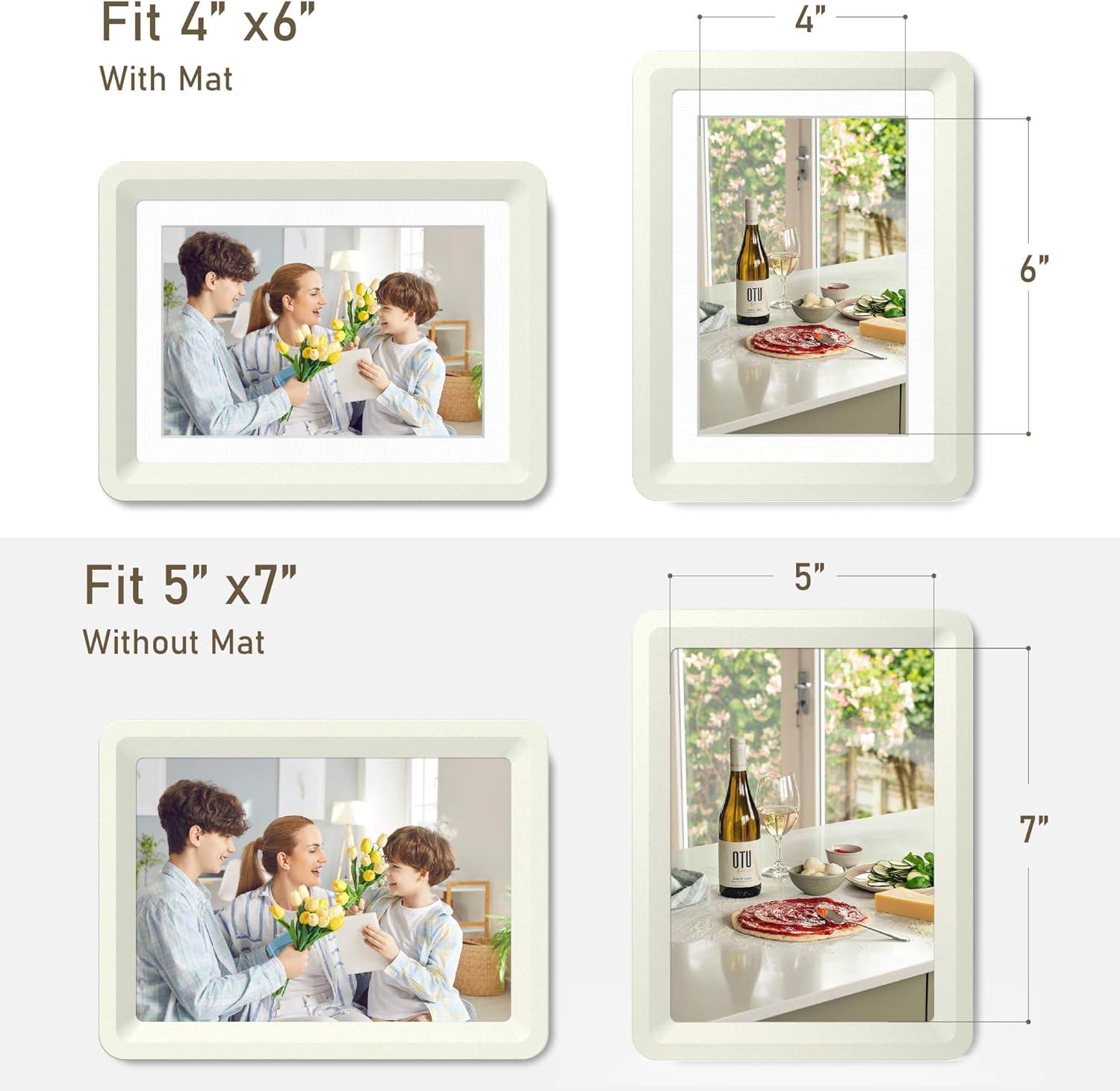 Light Gray 5x7 Picture Frame with Acrylic Front 1 Pack, ABS Frame for 5x7 or 4x6 Photos, Shatterproof UV-Resistant Tabletop Photo Frame, Vertical/Horizontal Display for Home Décor