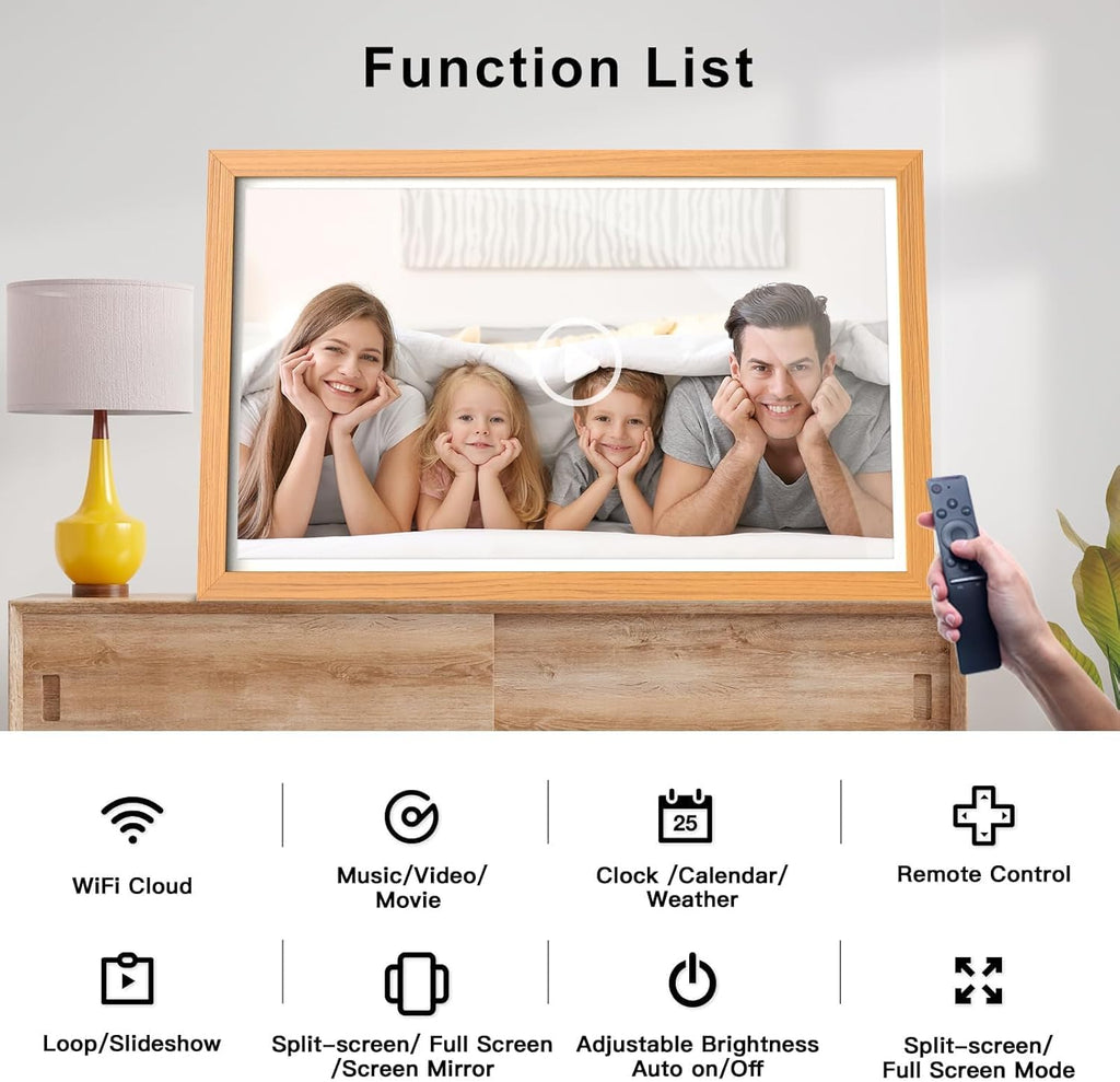 21.5-inch Digital Picture Frame Dual-WiFi Digital Photo Frame - 1080P Video Playback, Smartphone Syn Screen, 32GB, Share Photo Video via App Email, Unlimited Cloud Storage, Wall Mounted for Home Decor