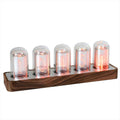 Nixie Tube Clock with Wi-Fi SYNC, Alarm & Timer, 12/24H Display, No Assembly Required - A Retro Gift for Friends (Wood Grain)