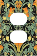 Outlet Covers William Morris Vintage Floral Green Yellow 1 Gang Duplex Wall Plate Decorative Switch Plates Electrical Receptacle Faceplate Light Switch Cover for Bedroom Home Decor