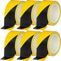 Beieverluck 6 Rolls Black & Yellow Caution Tape Roll 2'' x 108 FT Warning Safety Tape Floor Marking Tape Hazard Tape for Warehouse, Gym, Walls, Pipes and Equipment