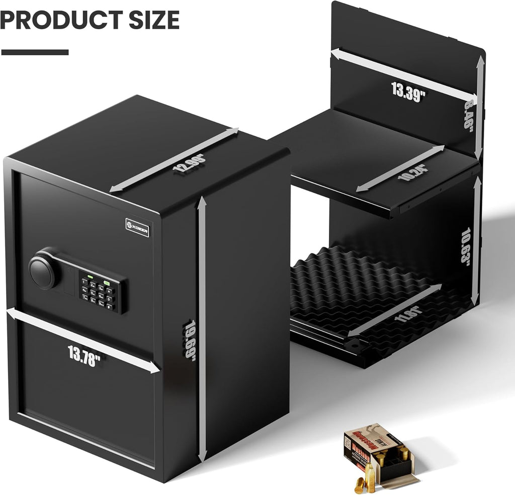 XDeer Biometric Safe Box, Quick-Access Security Safe Box with Upgraded Fingerprint, Steel Handgun Safe Lock Box for Kid/Home/Office (2.04 Cu.Ft【NO FPR】)