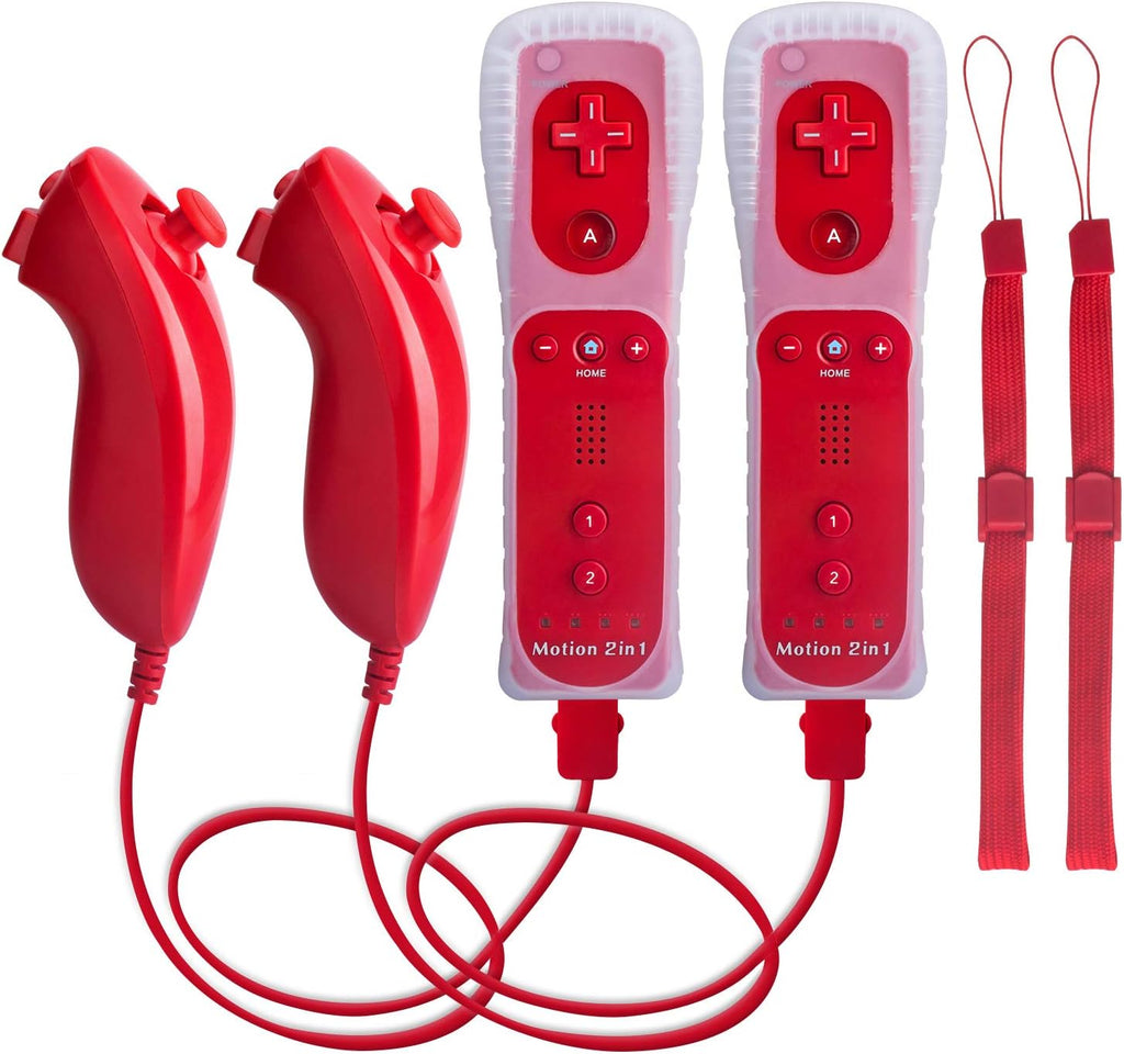 Motion Plus Wii Controllers 2Packs with Nunchucks, Wii Remote Controllers Compatible for wii and Wii U with Built in Motion Plus
