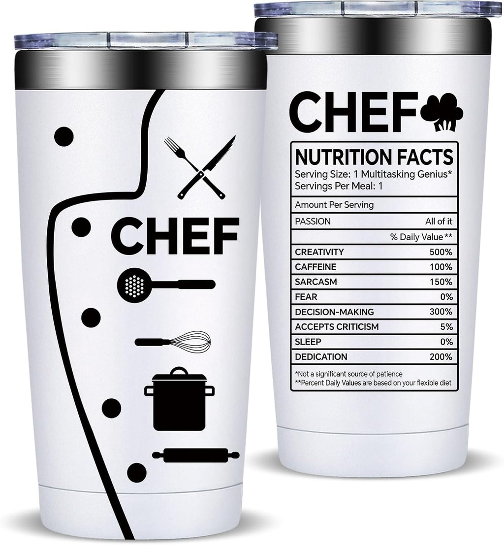 Fufandi Chef Gifts for Men Women - Ideal Gift for Chefs - Gifts for Cooking Lovers, Home Cooks, Bakers, Culinary Students - Tumbler Cup 20oz