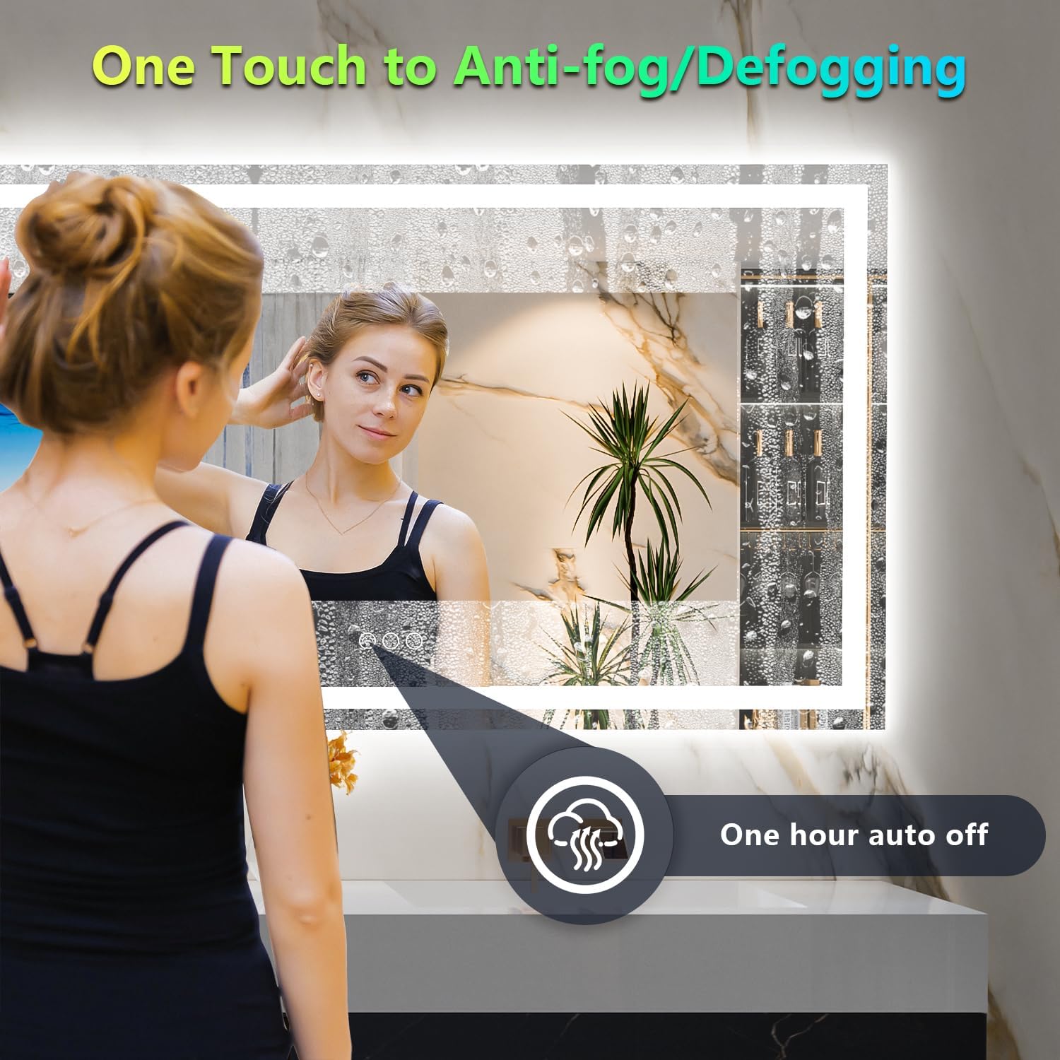 72x36 Inch RGB LED Bathroom Mirror Front Light and RGB Backlit Lighted Vanity Mirror for Bathroom Wall Mounted Dimmable Anti Fog Memory Shatter-Proof IP54 Waterproof Horizontal/Vertical