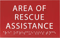 6" X4" Area of Rescue Assistance Sign- Tactile Graphics Grade 2 Braille Text ADA Compliant Sign |ADA Compliant Plastic Signs for Schools, Offices, Businesses, Apartments & Restaurants