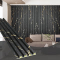 OUZUGIE WPC Acoustic Slat Wall Paneling, 8-Pack 96 x 6 Inches 3D Wall Panels for Interior Wall Decor,Living Room,TV Background,Study Room,Office Spaces,Bedroom,High Grille (Black Marble)
