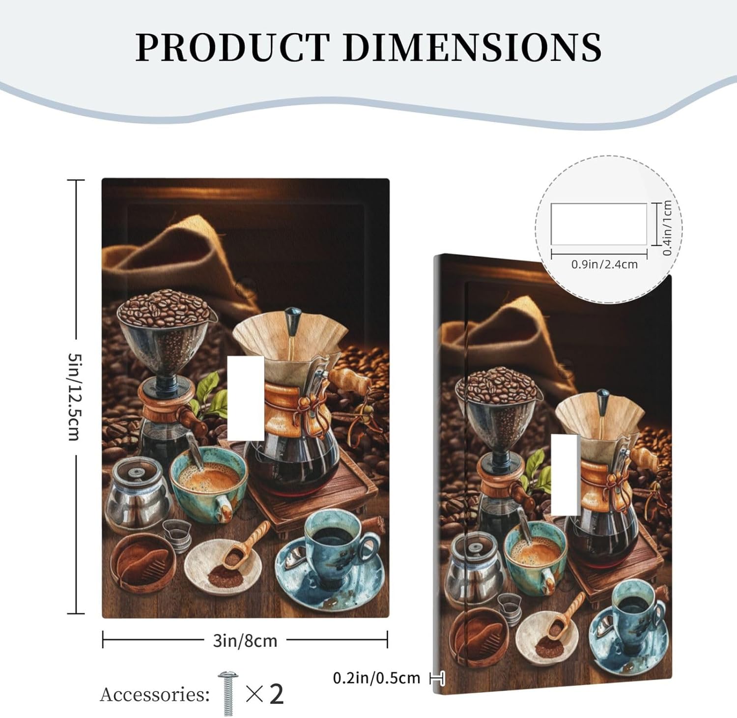 Decorative Light Switch Cover Plate Retro Coffee Maker Beans Cup 1 Gang Wall Plate Oversized Single Toggle Wall Cover Plate Jumbo Electrical Switchplate Faceplate