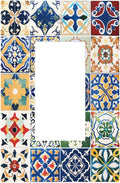 Decorative Outlet Covers Moroccan Traditional Mexican Talavera Til 1 Gang Single Rocker Light Switch Cover Plate Wall Plates GFCI Faceplate for Kitchen Home Decor