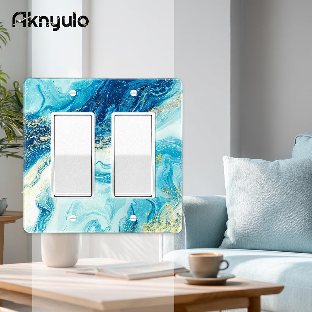 Elegant Marble Acrylic Light Switch Cover Decorative Wall Plate Light Switch Plate Cover Duplex Outlet Plate Wall Plate Cover