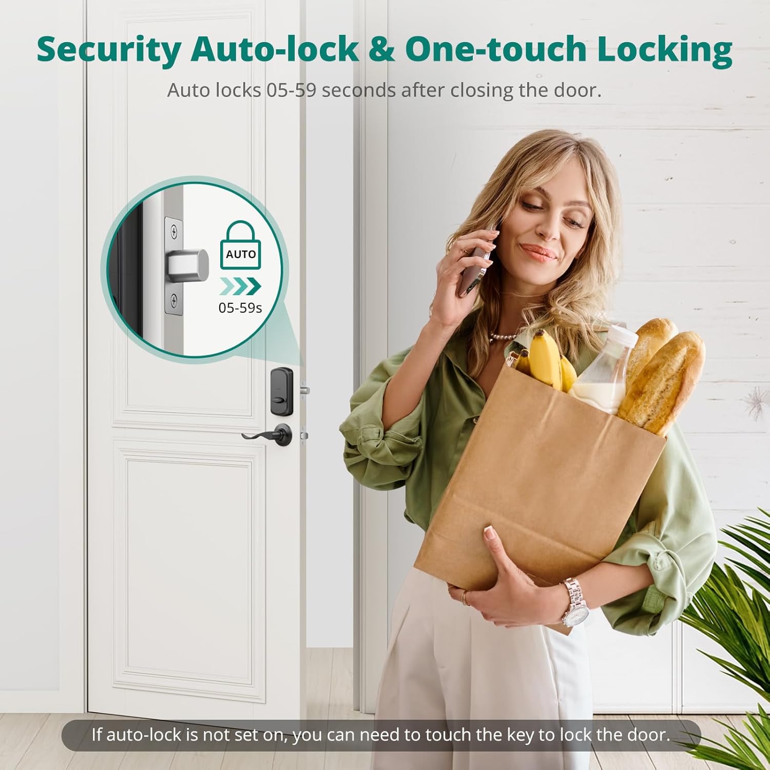 DS10 Keyless Entry Door Lock with Handle - 2 Lever Handles, Fingerprint Door Lock, Keypad Deadbolt, 2 Keys, Code, Smart Locks for Front Door, Auto-Lock, Easy Installation - Matte Black
