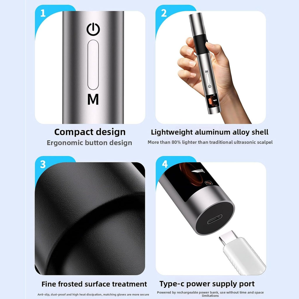 Vikye Ultrasonic Cutter, 40kHz Handheld Craft Cutting Tool 30W 3 Gears with 50 Replacement Blades OLED Display, for Plastic 3D Prints DIY (US Plug)