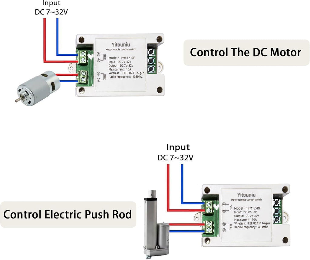 Tuya Smart WiFi/Bluetooth DC Motor Controller 10A 7-32V Reversible Switch with Timer, Voice Control for Electric Actuators, Smart Home (Alexa Compatible)