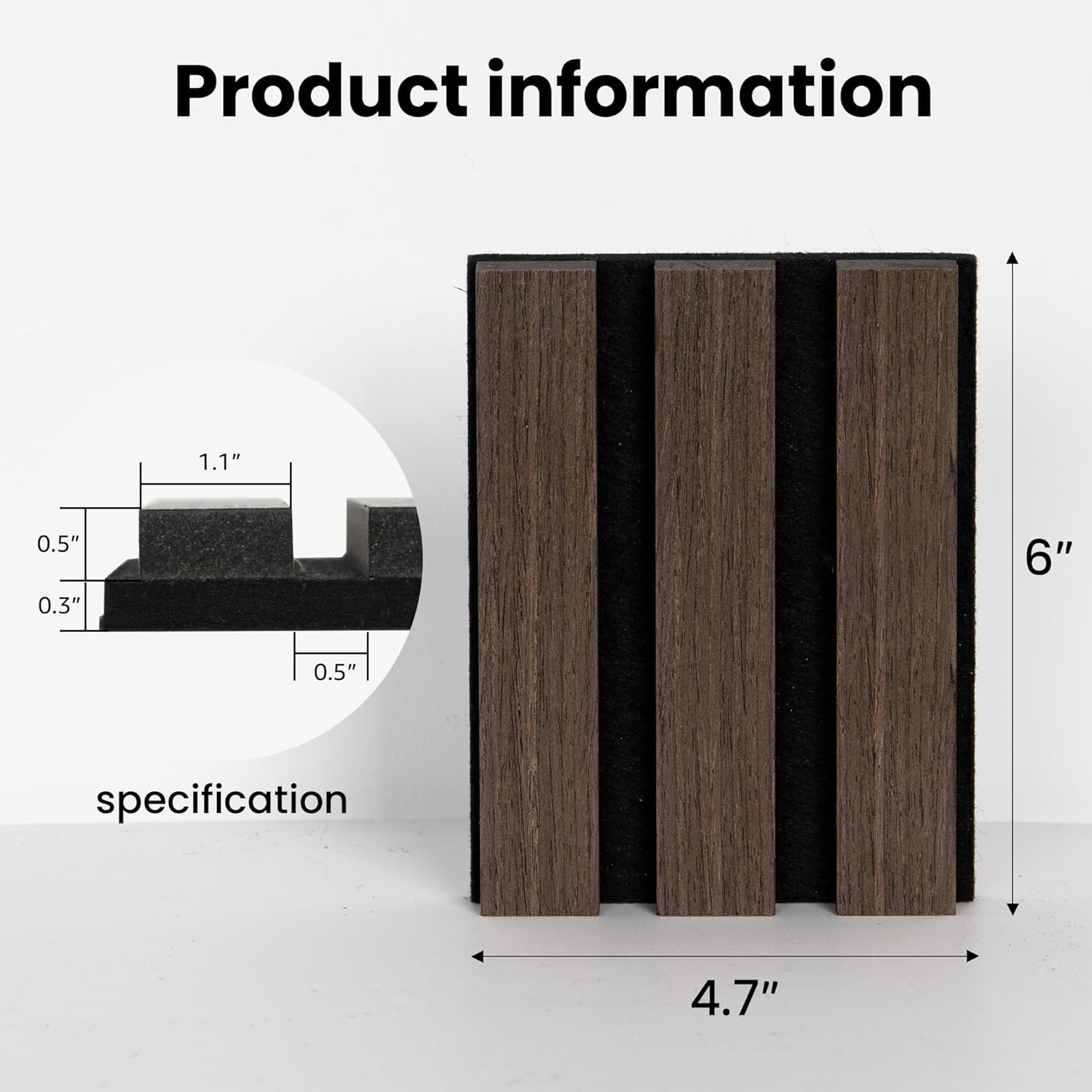 Sample Wood Salt Acoustic Wall Panels, Soundproof Wooden Wall Panels, 3D Fluted Sound Absorbing Panel, Natural Walnut, Sample Pack