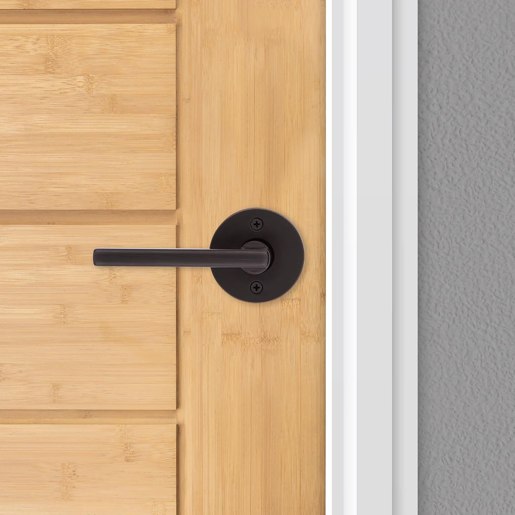 Kwikset Halifax Dummy Door Handle, Single Sided Round Lever for Closets, French Double Doors, and Pantry, Venetian Bronze Non-Turning Reversible Interior Push/Pull Lever, with Microban Protection