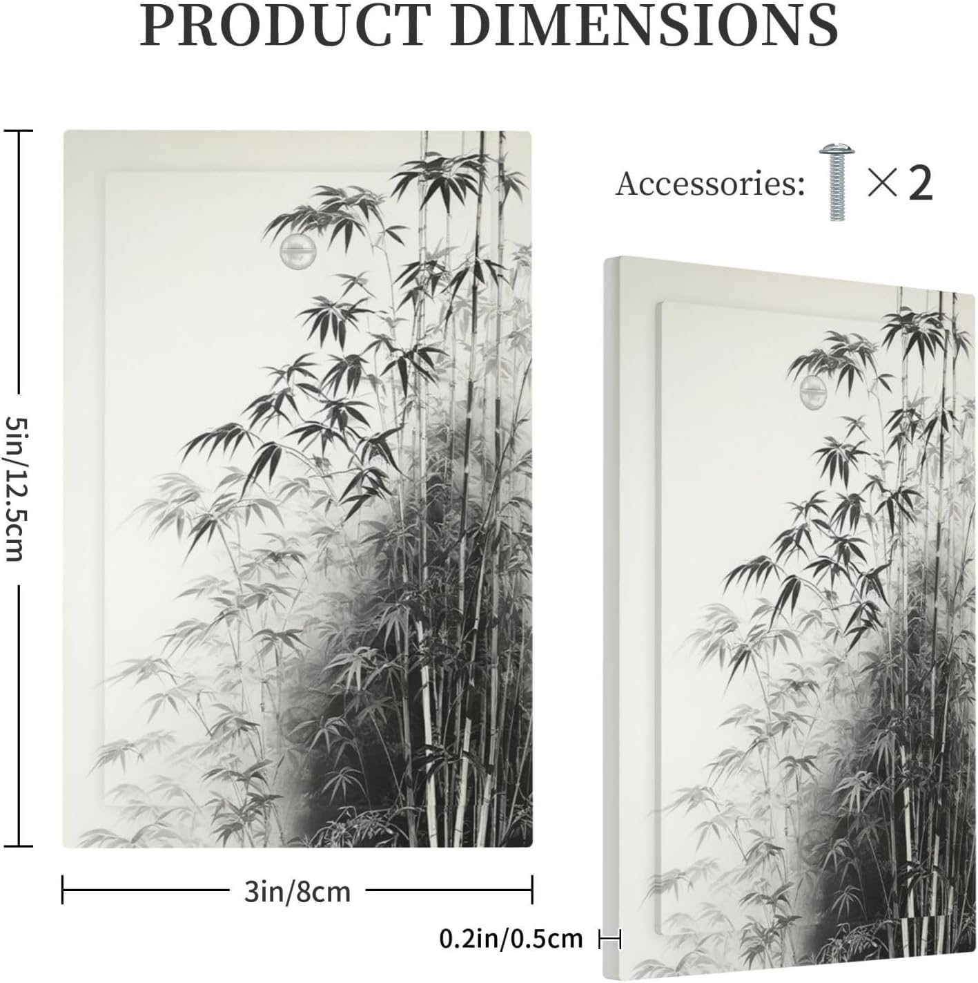 Watercolor Vintage Ink Bamboo Forest 1-Gang No Device Blank Wallplate Electrical Light Switch Covers Decorative Receptacle Face Plate Cover for Bathroom 5 X 3 IN