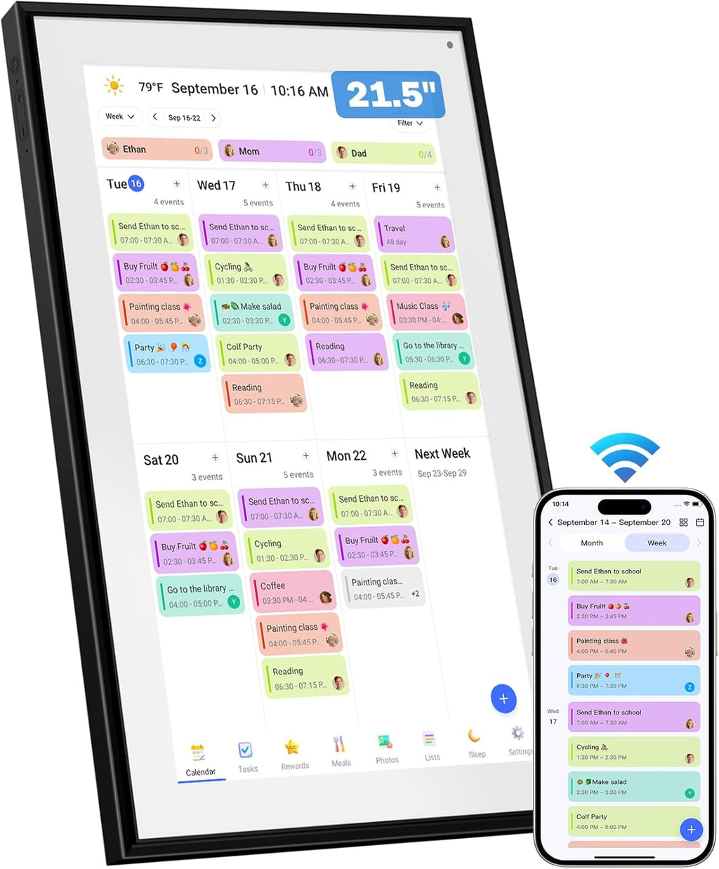 Canupdog 21.5 Inch Digital Calendar, Electronic Planner & Chore Chart, Task Rewards System, Family Photo Display, Syncs with Online Calendars, Interactive Display for Family Schedules, Christmas Gifts for Women Mom