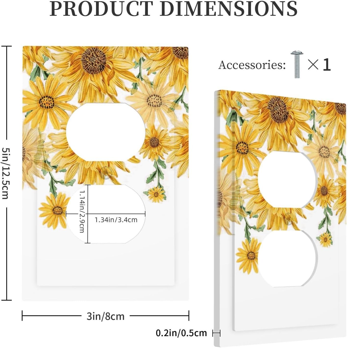 Sunflower Yellow Flowers Floral Outlet Covers 1 Gang Duplex Light Switch Cover Decorative Switch Plates Electrical Receptacle Faceplate Wall Plate for Bed Room Living Room Decor