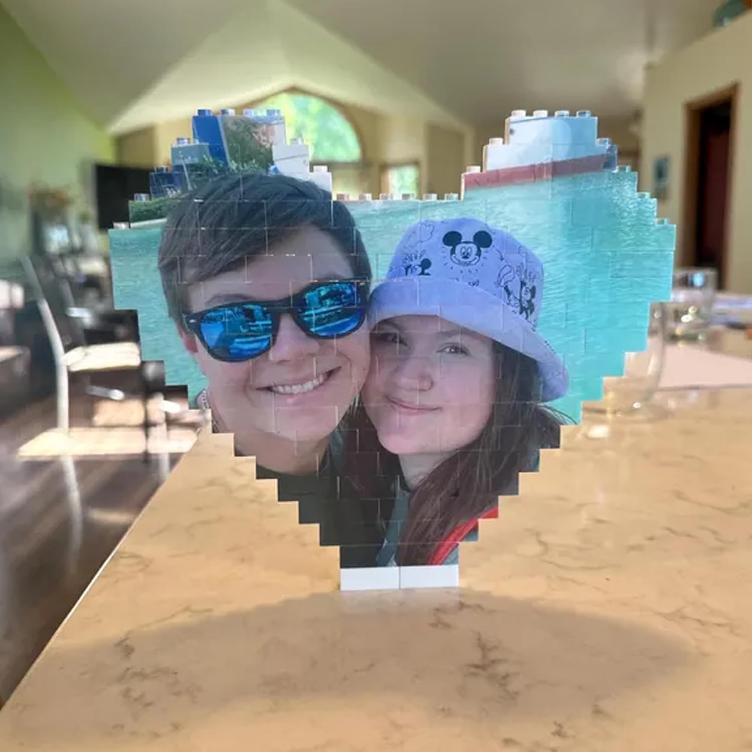 Custom Building Brick Photo Block – Personalized Picture Display with Name Couple Photo Block, Brick Portrait for Women, Men– Valentine’s Day, Birthday, Anniversary & Home Décor 2