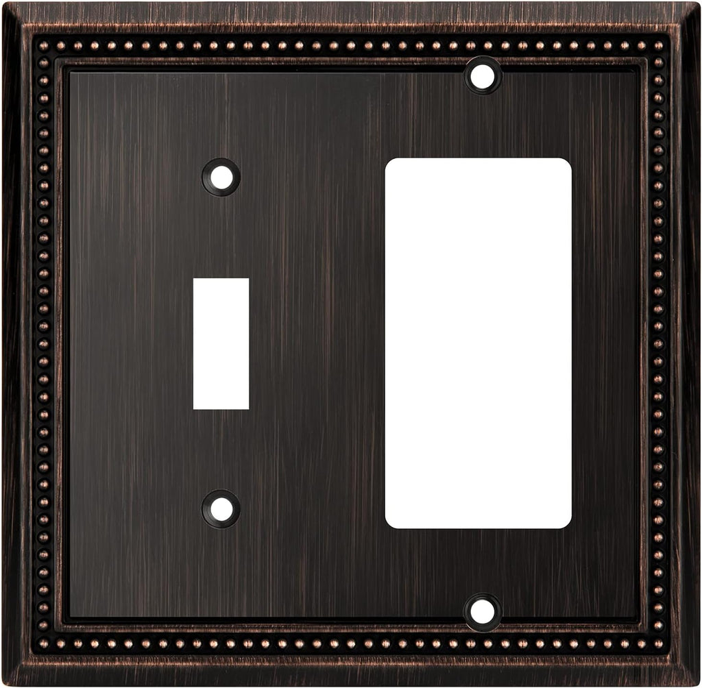 Henne Bery Sunken Pearls Heavy Duty Decorative Wall Plate Switch Plate Outlet Cover (Toggle/Decorator, Aged Bronze)