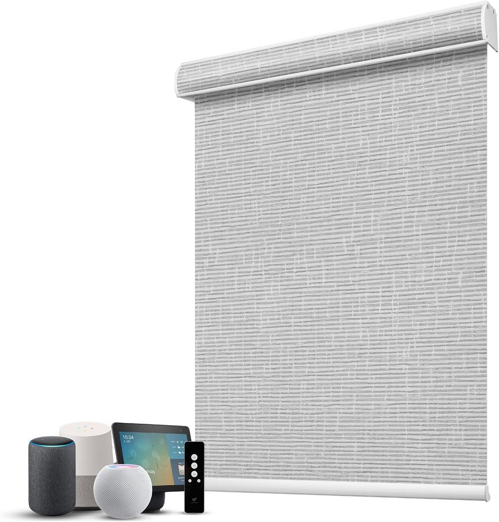SmartWings Motorized 100% Blackout Shades Blinds, Custom Size, Cordless Window Shades with Rechargeable Battery, Works with Matter/Apple HomeKit, Alexa, Thread/Zigbee, Remote Optional, Safar Smoke