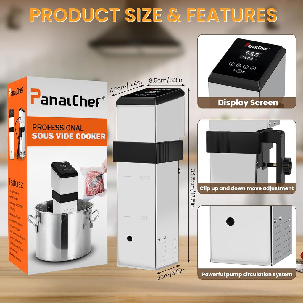 Commercial Sous Vide Machine for Restaurant, 1600W Sous Vide Cooker, 360° Immersion Circulator, 15dB Ultra-Quiet, IPX7 Waterproof, Powerful Pump Design, Accurate Temperature Control