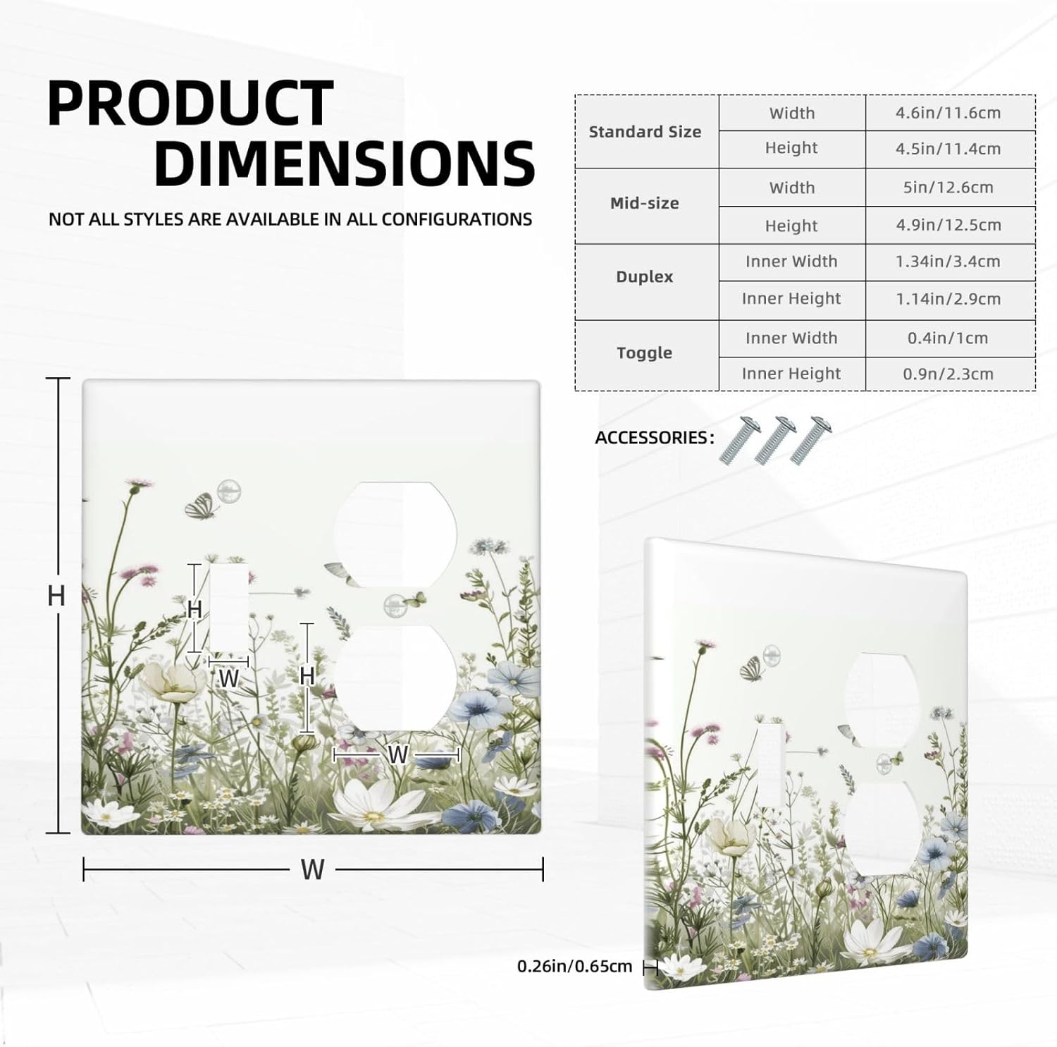Colorful Wildflowers Daisy Plant Butterfly Floral Wallplates 1 Toggle 1 Duplex Switch Plate Electrical GFCI Faceplate Decorative Light Switch Covers for Bed Room Living Room Decor
