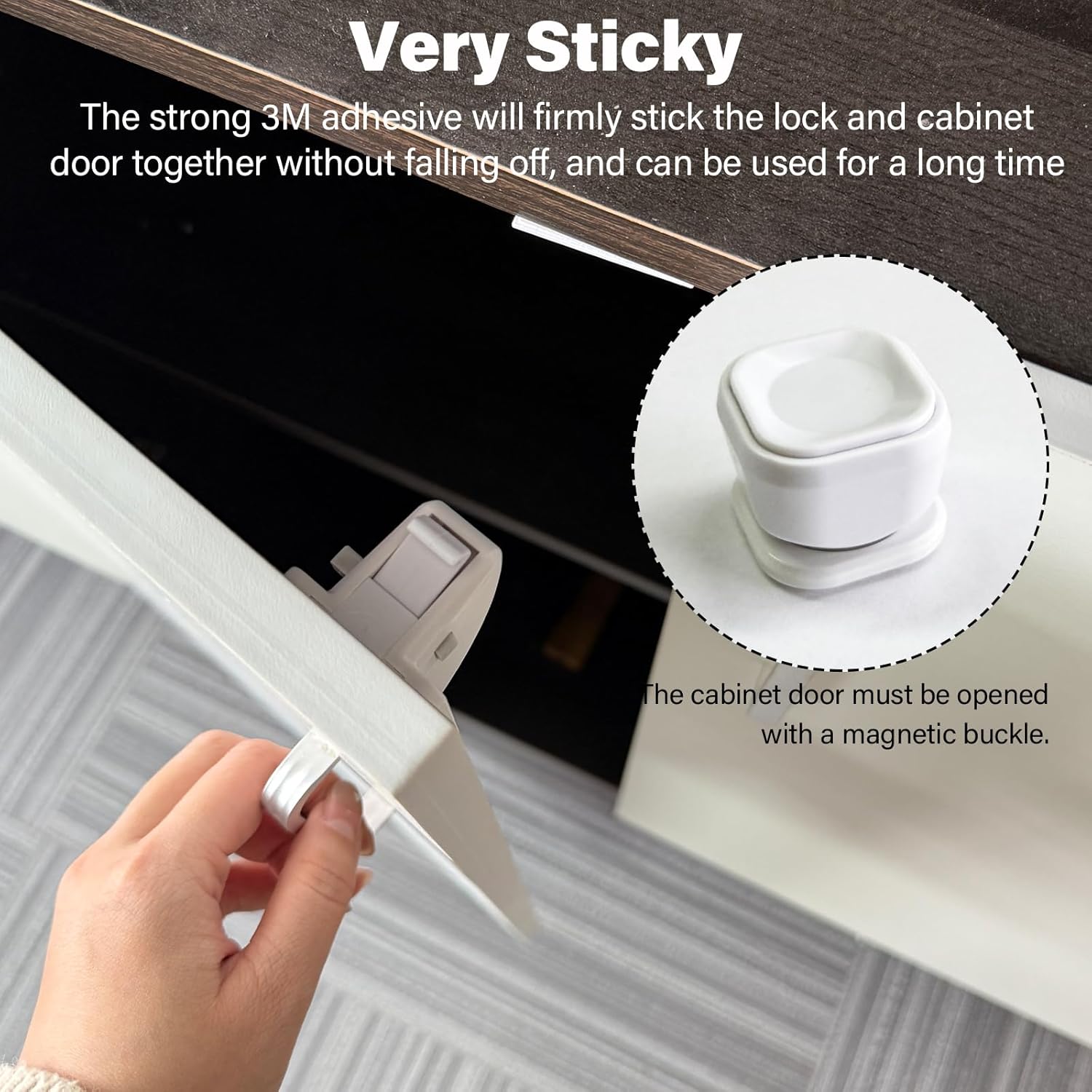 6 Pack Magnetic Cabinet Locks Baby Proofing - Child Safety Cabinet Latch Locks with Adhesive, No Drill or Tools Installation, for Cabinets Drawers Doors