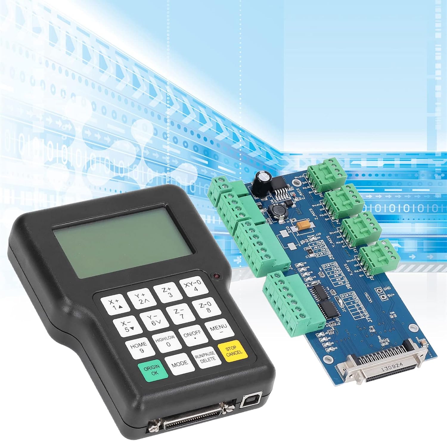 CNC Offline Controller, 3 Axes CNC DSP Remote Hand Control Supports High Microstepping Offline Control Module, Control Board USB Port CNC Router Controller for CNC Lathe Engraving Milling Machine