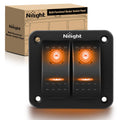 Nilight 2 Gang Rocker Switch Panel with Orange LED Light 5 Pin On Off Pre-Wired Aluminum Toggle Switches Waterproof for 12V/24V Cars Marine Boats ATVs Trailers RV Trucks