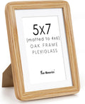 5x7 Picture Frame, 5 by 7 Photo Frames for Wall & Tabletop Display, Solid Oak Wood Frames with Plexiglass, 5x7 Frame Matted to 4x6, Light Wood 5 x 7 Gallery Wall Frame set, Natural Oak Color, 1 Pack