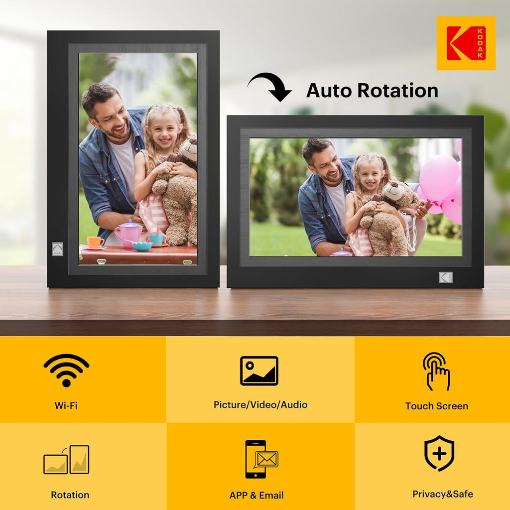 KODAK WiFi Digital Picture Frame, 11.6 Inch 1920 * 1080 IPS FHD Touchscreen Digital Photo Frame with 32GB Storage, Easy Setup to Share Photos or Videos, The Best for Family and Friends(Black)