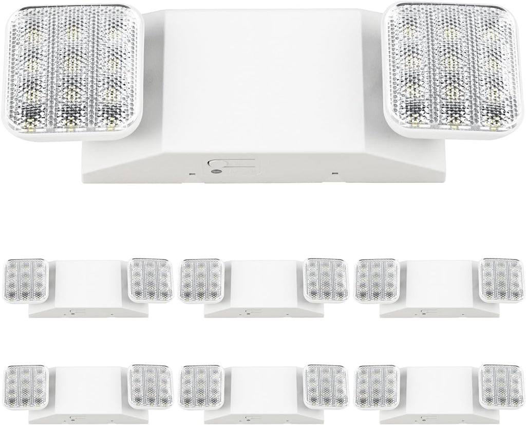 Sunco 6 Pack LED Emergency Lights for Business, Commercial Lighting, Power Outages, Offices, with Backup Battery (90 Minutes), Wall Mount, Hard Wired, 120-277V, Fire Resistant (94V-0) UL