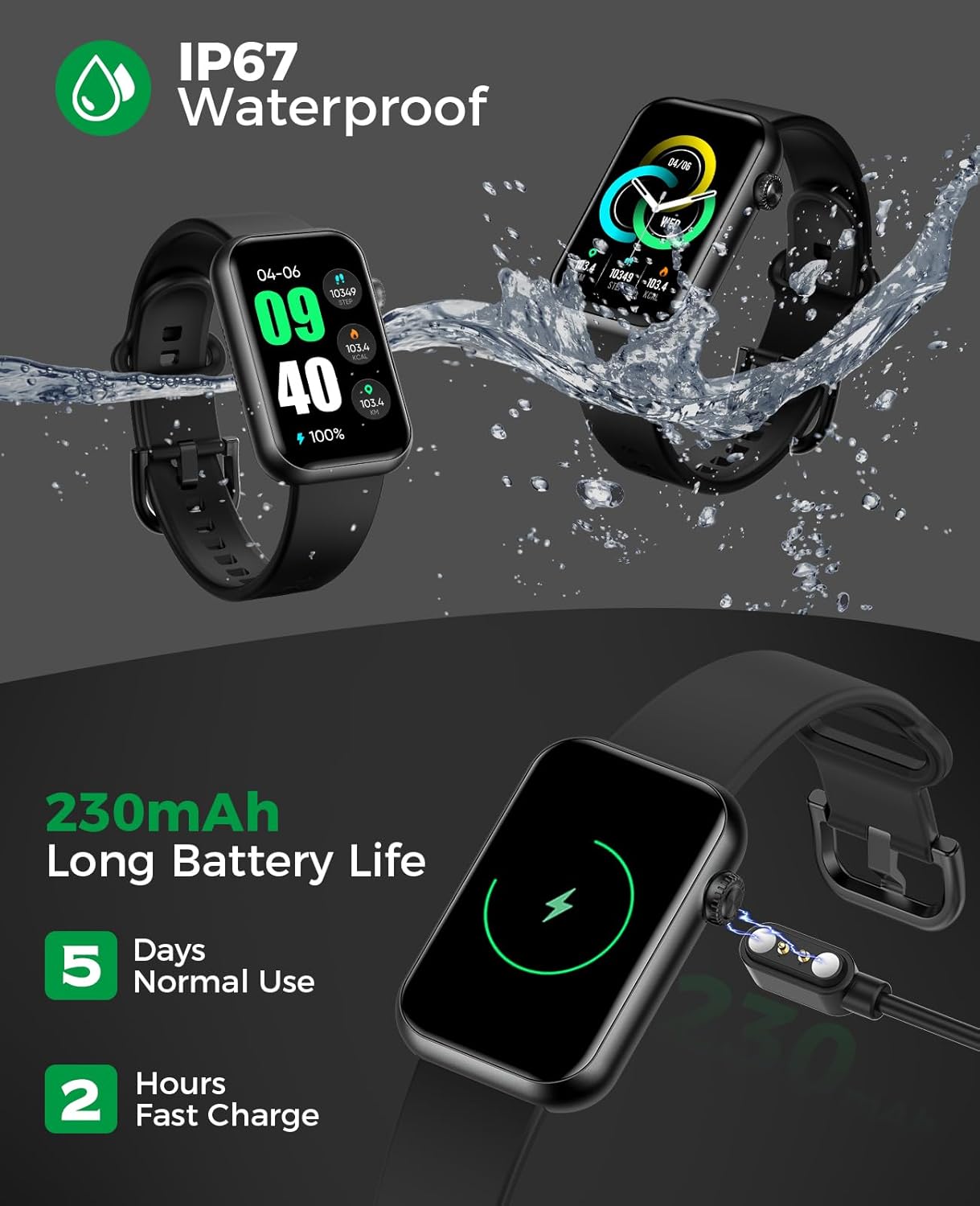 Smart Watch Fitness Tracker (Answer/Make Call), 24/7 Heart Rate Spo2 Blood Pressure Monitor Sleep Tracker, 114 Sports Modes Pedometer Calorie Step Tracker, Waterproof Activity Tracker for Women Men