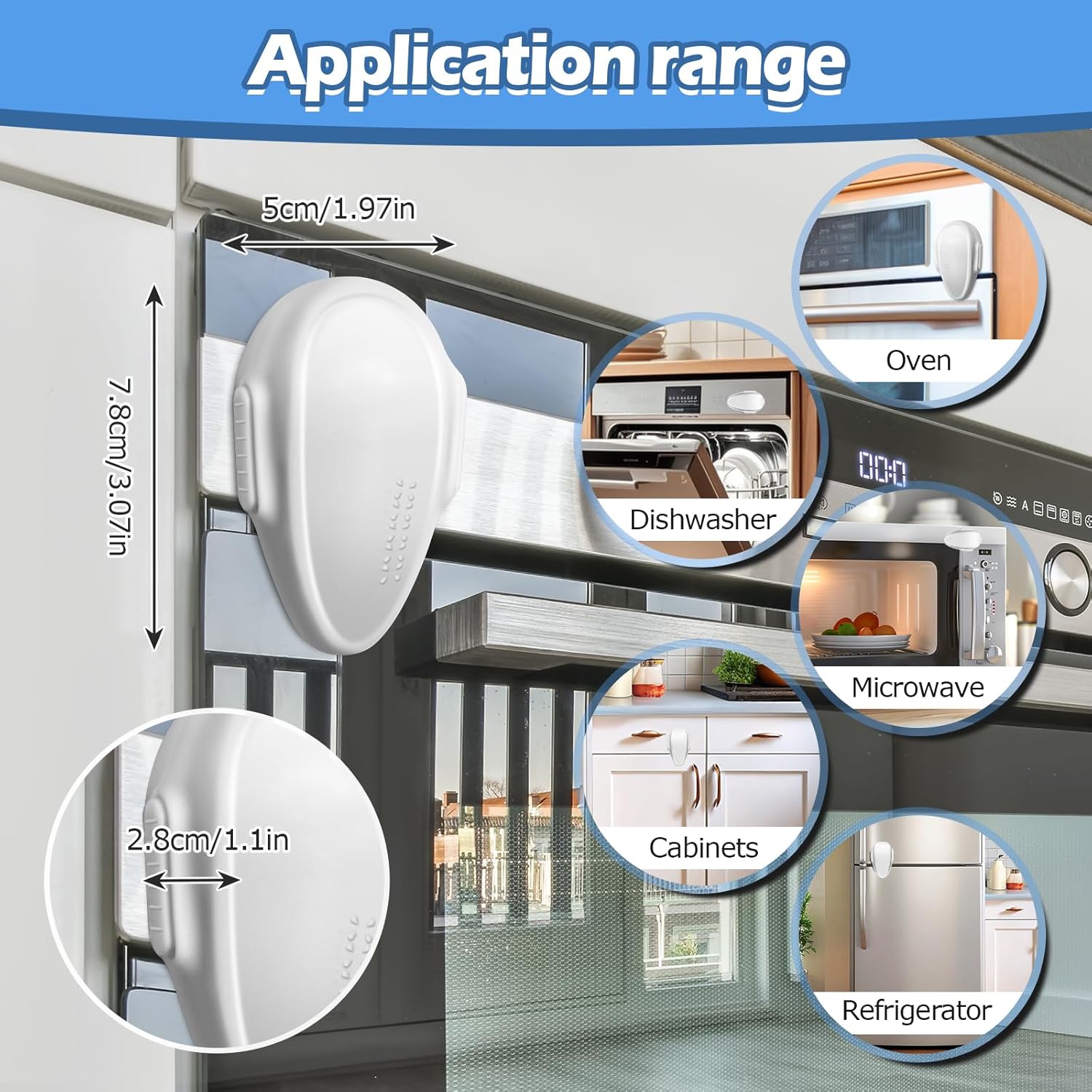 Childproof Oven Door Lock, MCOTOP (2Pack) Oven Safety Lock, Heat-Resistant Material no Tools Need or Drill, Oven Door Lock Child Safety Easy to Install (White)
