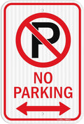 GicnKeuz Large No Parking Sign With Symbol With Arrows, 18x12 Inches, Engineer Grade Reflective Aluminum, Fade Resistant/Waterproof, Indoor or Outdoor Use (1-Pack)