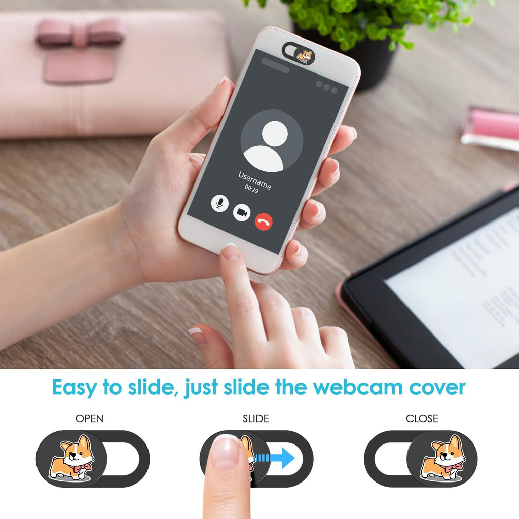 HKDGYHON Webcam Cover, 0.02 inch Laptop Camera Cover, Cute Accessories for Laptop PC iPhone iPad iMac MacBook Pro Air Computer Smartphone Tablet, Camera Cover Slide, Privacy Web Camera Protection
