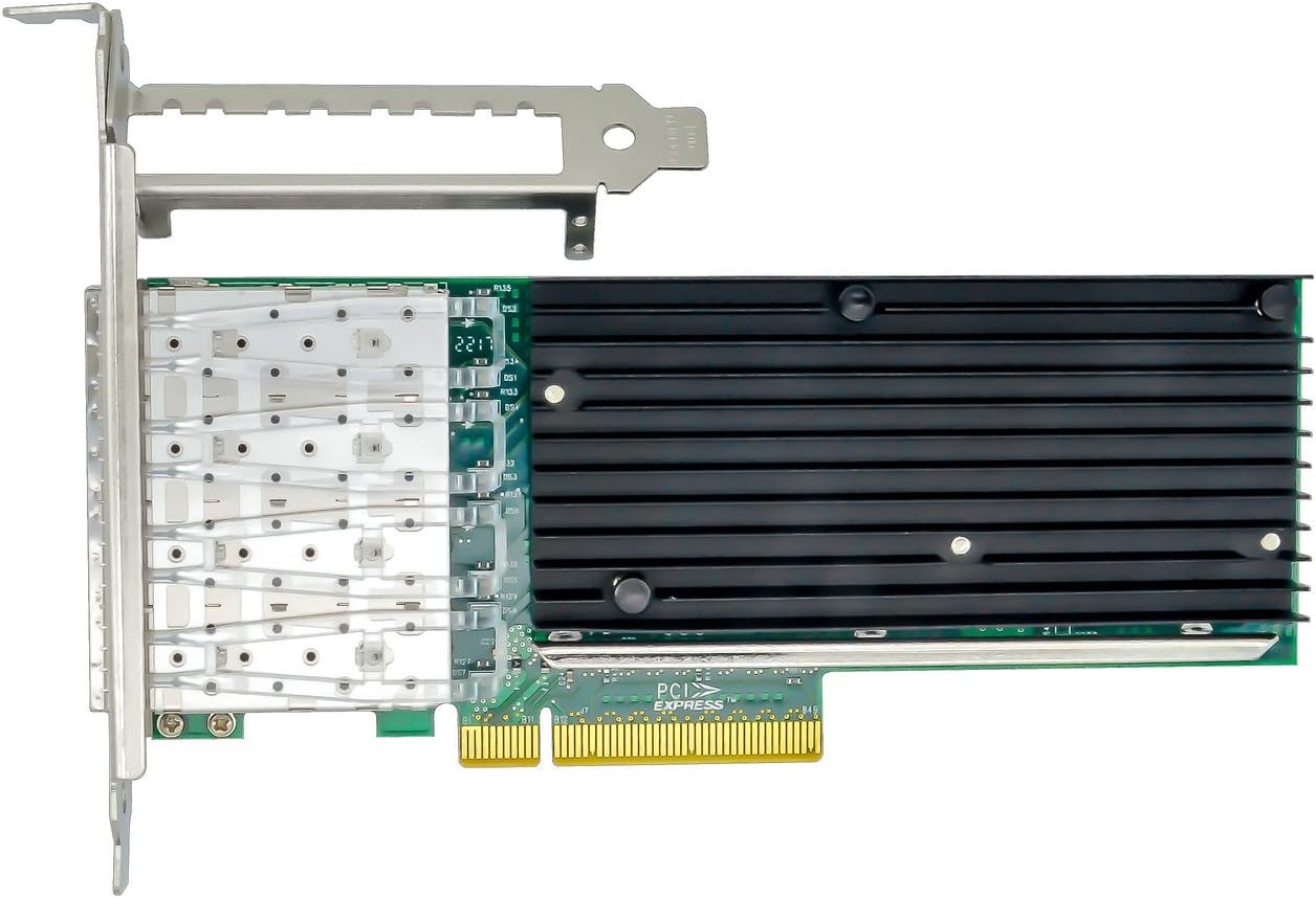 with Intel Chipset X710-DA4 4Port SFP+ 10Gb Ethernet Converged Network Card Adapter ISCSI NFS DDJKY PCI-e3.0 x8 Controller NIC