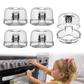 Stove Knob Covers - 5 Pack Heat Resistant Gas Stove Knob Covers with Child Proof Lock & 3M Strong Adhesive, Oil-Proof Oven Knob Covers with Clear Transparent Design, Pet-Friendly