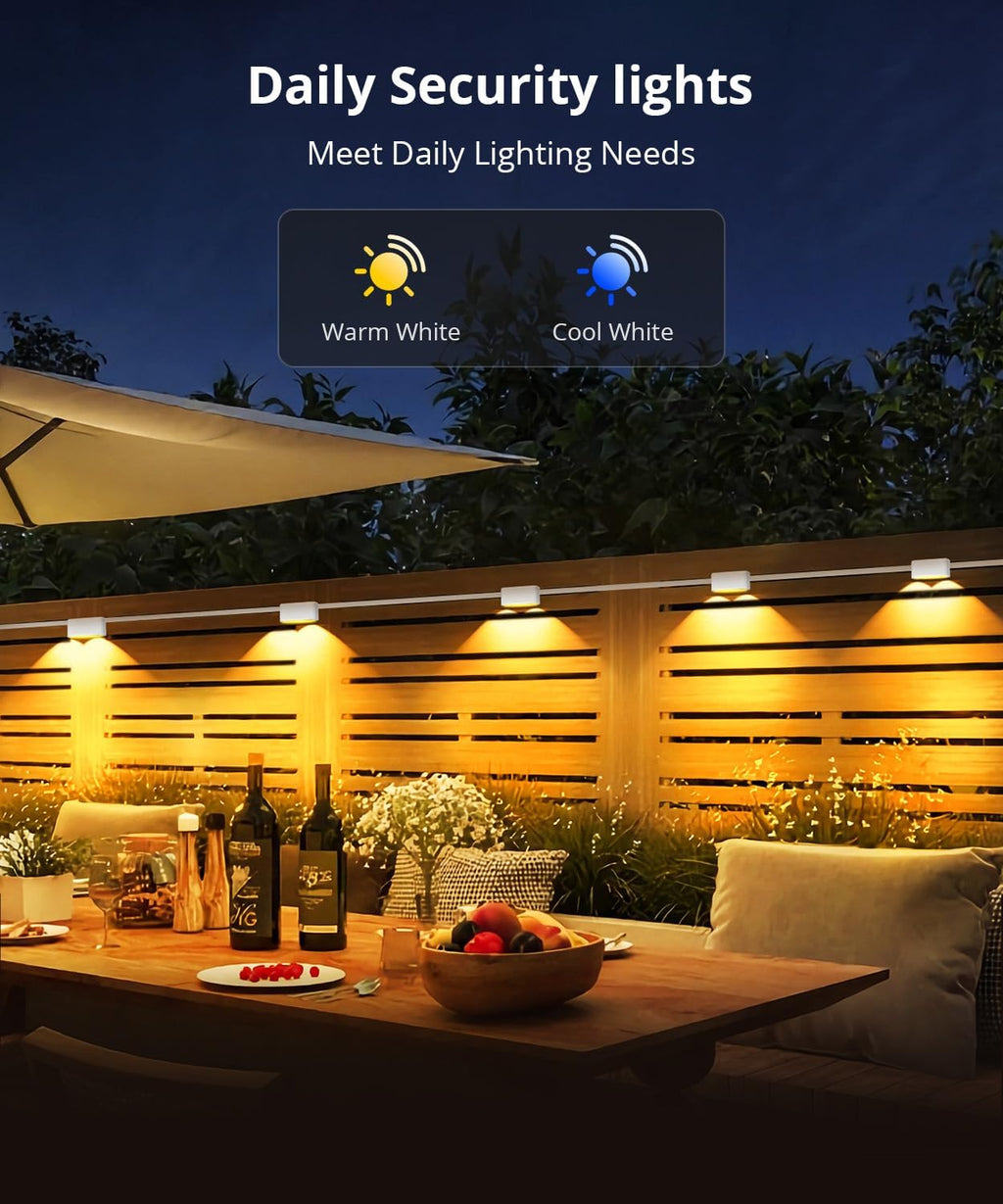 Outdoor Deck Lights 16 Packs, Smart RGBCW Fence Light, 100+ Scene Modes, Dual Lens LED String Lights with APP/Voice/Remote Control, IP65 Waterproof for Halloween Christmas Decor, 105ft White