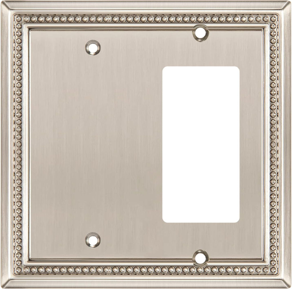 Henne Bery Sunken Pearls Heavy Duty Decorative Wall Plate Switch Plate Outlet Cover (Blank/Decorator, Satin Nickel)