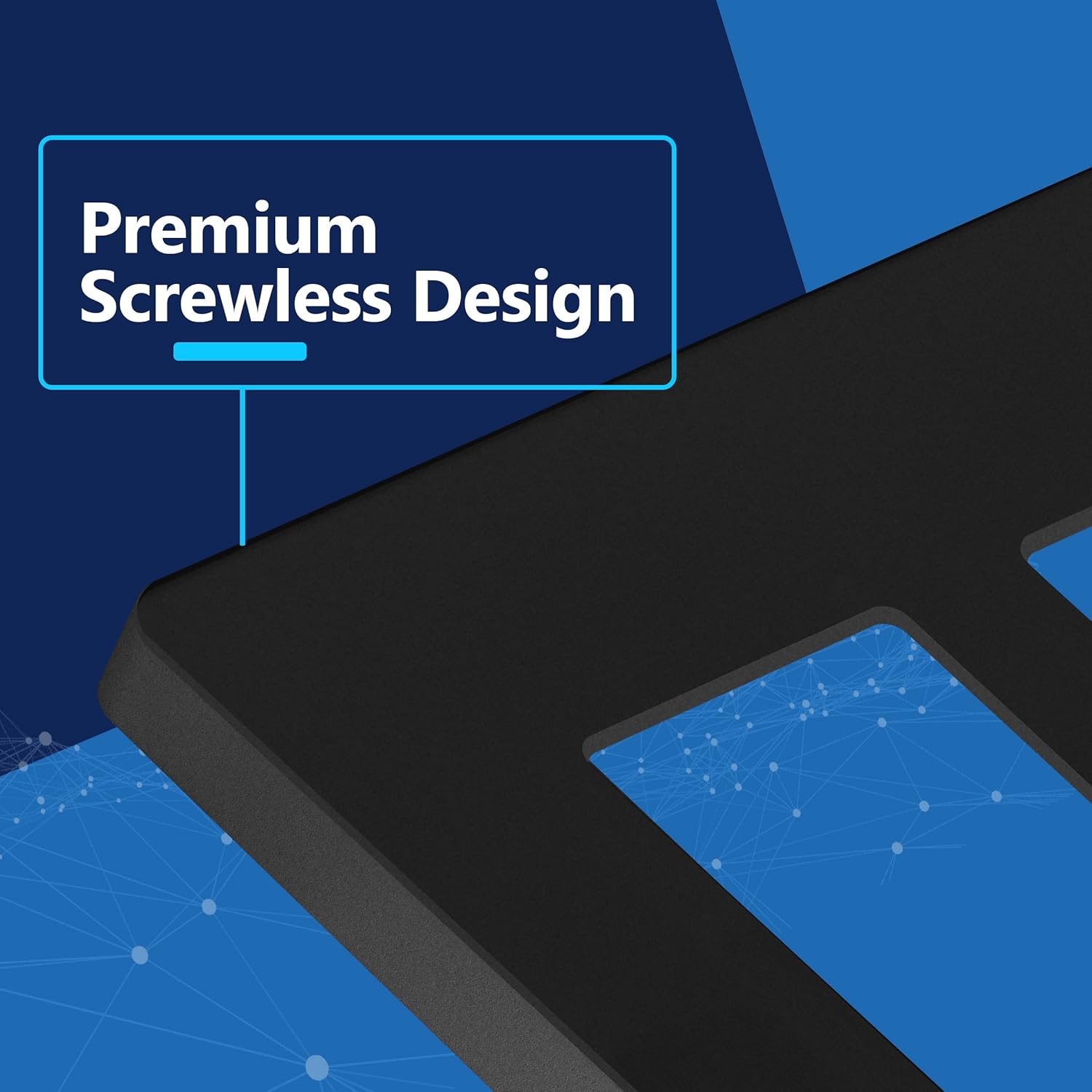 LIDER Matte Finish Double Decorator Switch Cover, Screwless Wall Plate, Mid-Size 2-Gang 4.88" x 4.92", Unbreakable Polycarbonate Thermoplastic, UL Listed, LSWP-32M-BK2P, Black, 2 Pack