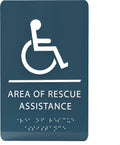 6" X9" Area of Rescue Assistance Sign - ADA Compliant Tactile Graphics Grade 2 Braille Text Signs| Sign for Shopping Malls, Offices, Hotels, Schools, Apartments, and Restaurants