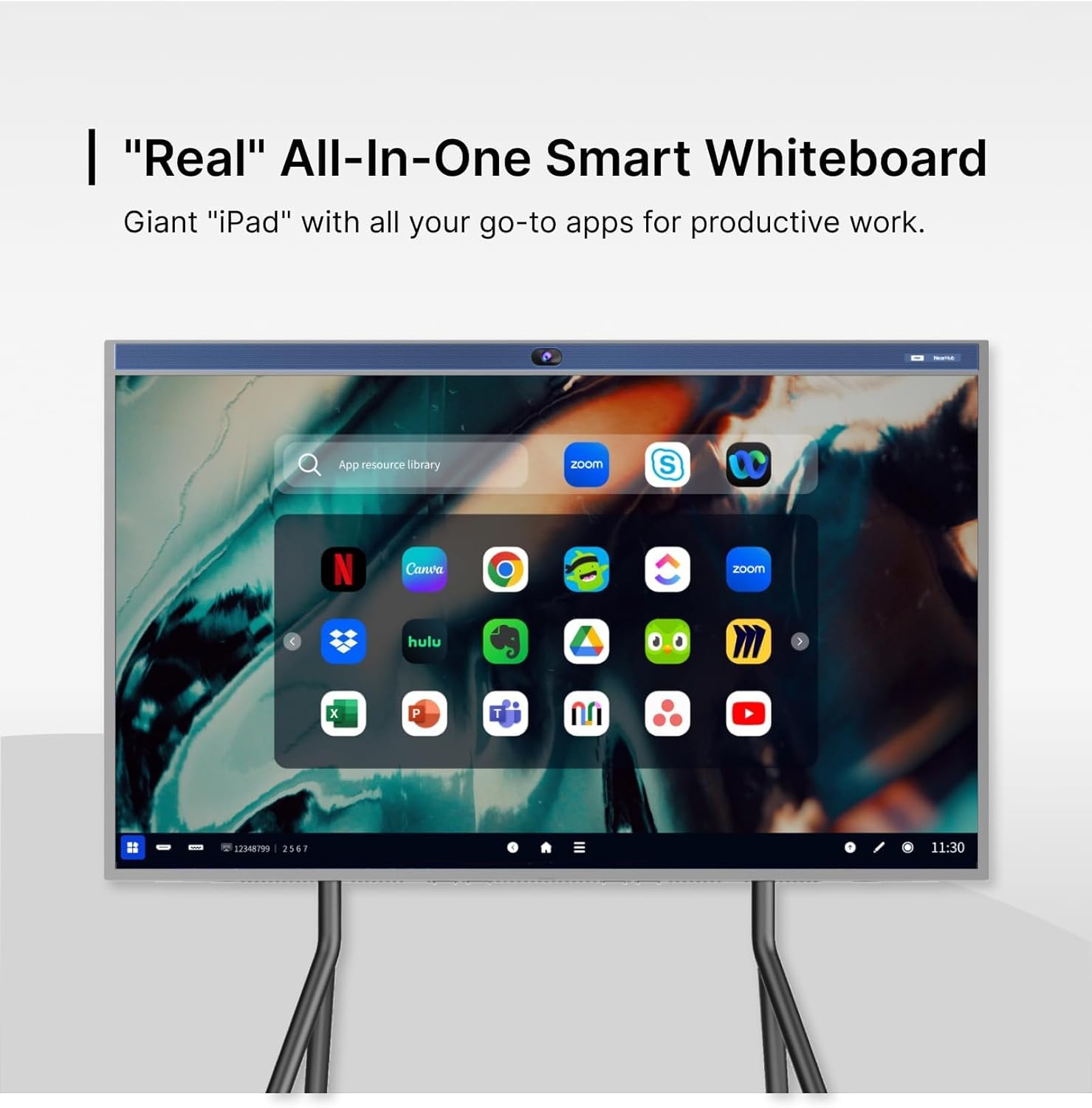 NearHub 86'' Interactive Smart Whiteboard,AI -Powered 4K Camera,MEMS 24-mic Array with Noise Reduction,All-in-One Whiteboard for Hybrid Collaboration with AndriodOS & Open App Ecosystem (Board+Stand)