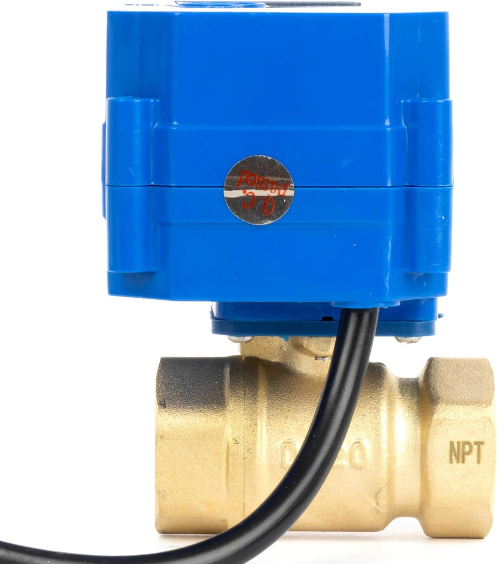 U.S. Solid 3/4" NPT Motorized Ball Valve with US Plug 110VAC Brass Electrical Ball Valve,Auto Return, Normally Closed, IP65