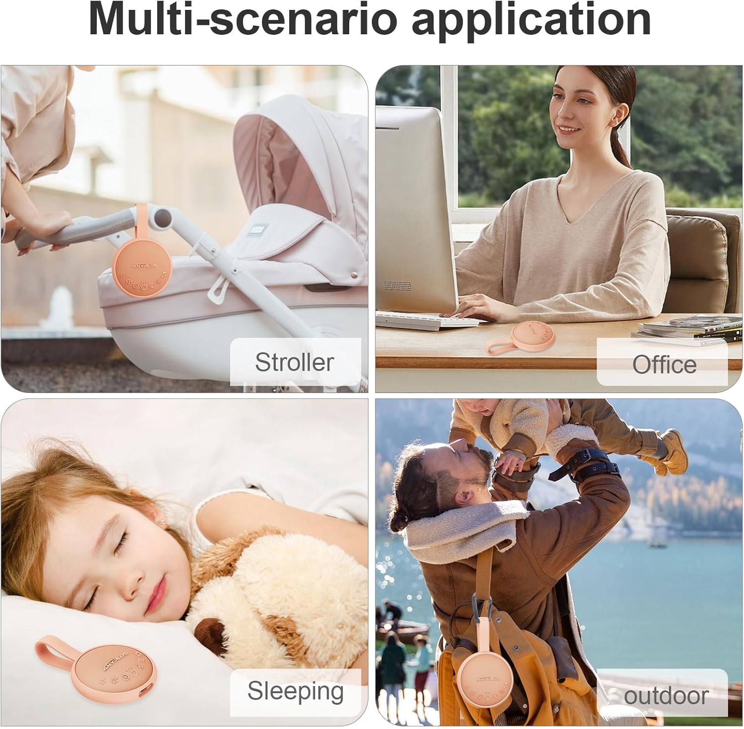 White Noise Sound Machine for Sleeping Adults & Baby, Portable Noise Machine with 24 Soothing Sounds, Bluetooth 5.1, Battery Powered, 3 Timer Settings, Memory Function for Home, Office, Travel(Orange)