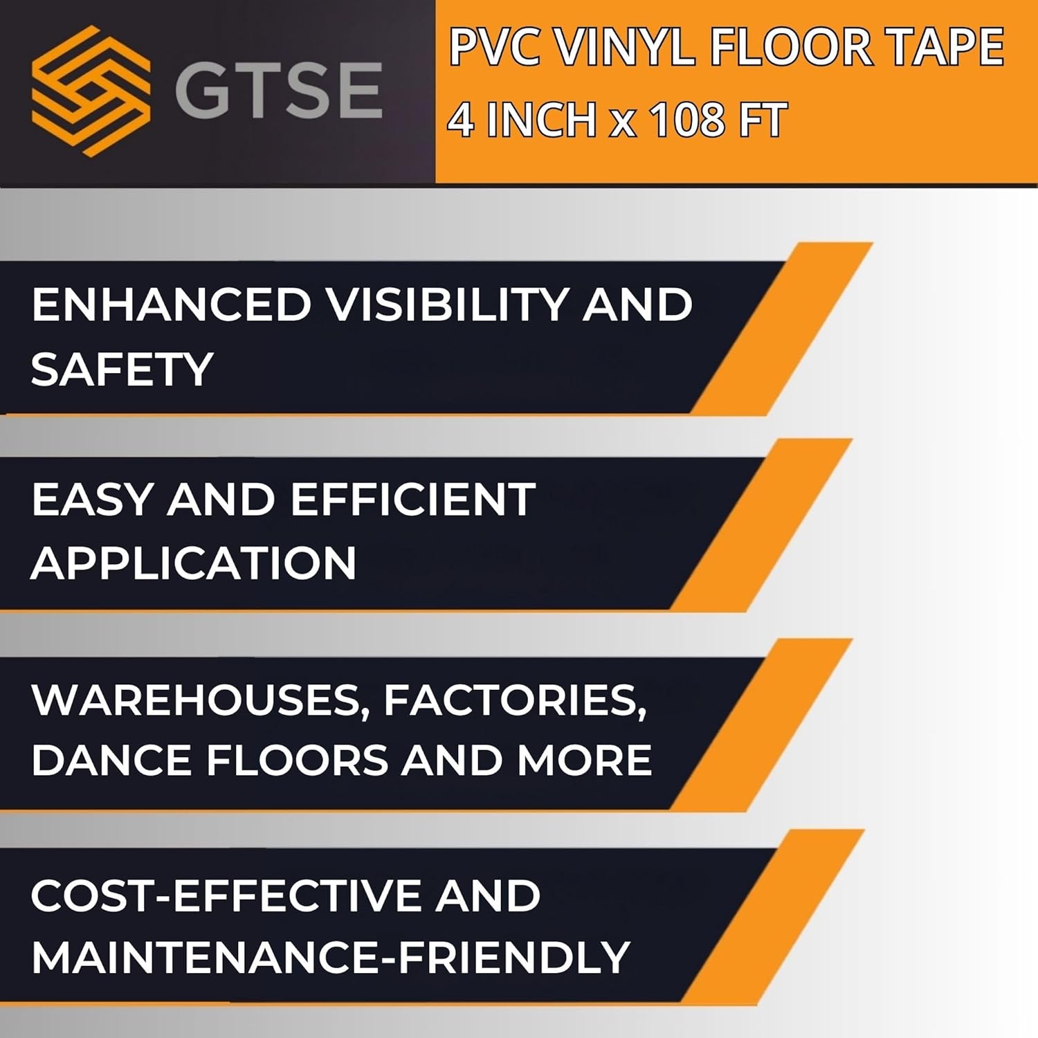 GTSE 4 inch x 108 ft Red PVC Vinyl Floor Tape, Safety Marking Tape, 6 mil Thick, Suitable for Dance Floors, Gyms, Warehouses, Sports Facilities